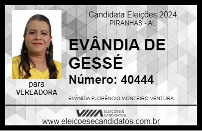 Candidato EVÂNDIA DE GESSÉ 2024 - PIRANHAS - Eleições