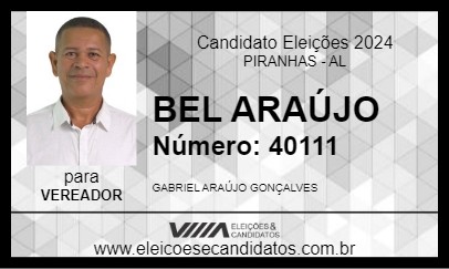 Candidato BEL ARAÚJO 2024 - PIRANHAS - Eleições