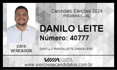 Candidato DANILO LEITE 2024 - PIRANHAS - Eleições