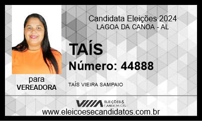 Candidato TAÍS 2024 - LAGOA DA CANOA - Eleições