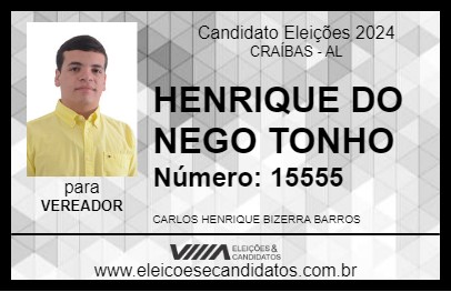 Candidato HENRIQUE DO NEGO TONHO 2024 - CRAÍBAS - Eleições