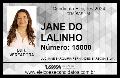 Candidato JANE DO LALINHO 2024 - CRAÍBAS - Eleições