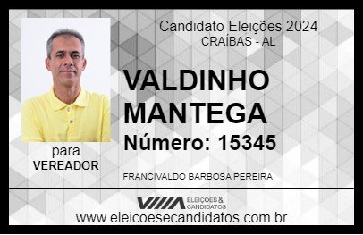 Candidato VALDINHO MANTEGA 2024 - CRAÍBAS - Eleições