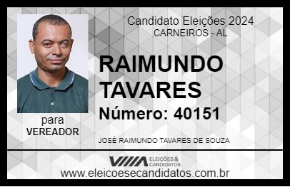 Candidato RAIMUNDO TAVARES 2024 - CARNEIROS - Eleições