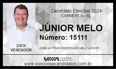 Candidato JÚNIOR MELO 2024 - CARNEIROS - Eleições