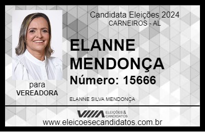 Candidato ELANNE MENDONÇA 2024 - CARNEIROS - Eleições