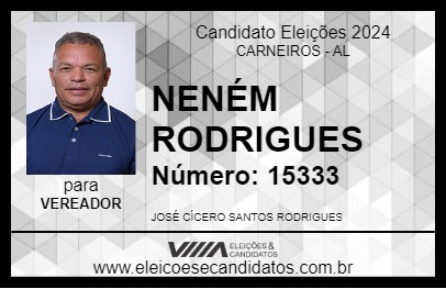 Candidato NENÉM RODRIGUES 2024 - CARNEIROS - Eleições