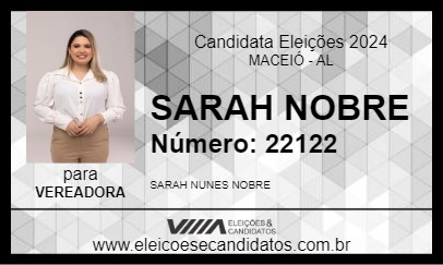 Candidato SARAH NOBRE 2024 - MACEIÓ - Eleições