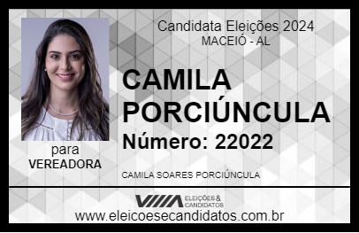 Candidato CAMILA PORCIÚNCULA 2024 - MACEIÓ - Eleições