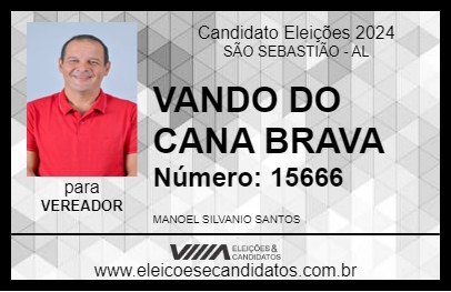 Candidato VANDO DO CANA BRAVA 2024 - SÃO SEBASTIÃO - Eleições