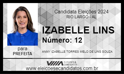 Candidato IZABELLE LINS 2024 - RIO LARGO - Eleições