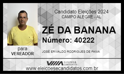 Candidato ZÉ DA BANANA 2024 - CAMPO ALEGRE - Eleições