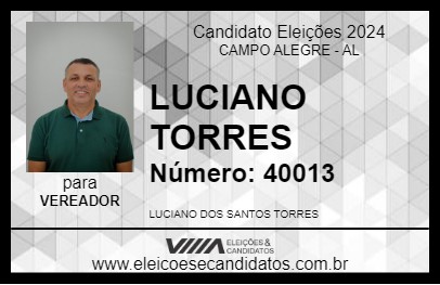 Candidato LUCIANO TORRES 2024 - CAMPO ALEGRE - Eleições