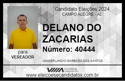 Candidato DELANO DO ZACARIAS 2024 - CAMPO ALEGRE - Eleições