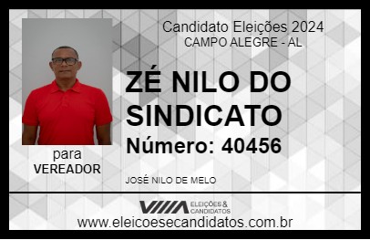 Candidato ZÉ NILO DO SINDICATO 2024 - CAMPO ALEGRE - Eleições