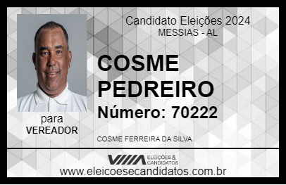 Candidato COSME PEDREIRO 2024 - MESSIAS - Eleições