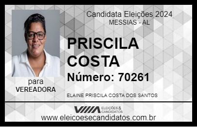 Candidato PRISCILA COSTA 2024 - MESSIAS - Eleições