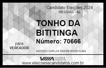 Candidato TONHO DA BITITINGA 2024 - MESSIAS - Eleições