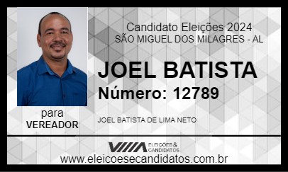 Candidato JOEL BATISTA 2024 - SÃO MIGUEL DOS MILAGRES - Eleições