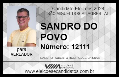 Candidato SANDRO DO POVO 2024 - SÃO MIGUEL DOS MILAGRES - Eleições