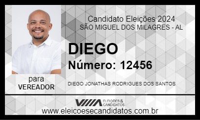 Candidato DIEGO 2024 - SÃO MIGUEL DOS MILAGRES - Eleições