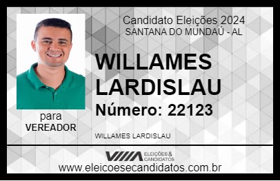 Candidato WILLAMES LARDISLAU 2024 - SANTANA DO MUNDAÚ - Eleições