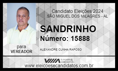 Candidato SANDRINHO 2024 - SÃO MIGUEL DOS MILAGRES - Eleições