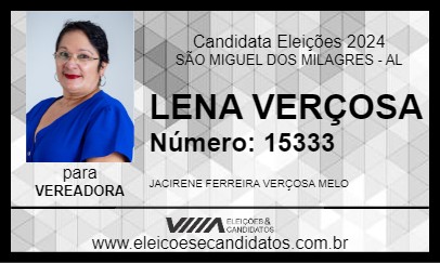 Candidato LENA VERÇOSA 2024 - SÃO MIGUEL DOS MILAGRES - Eleições