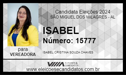 Candidato ISABEL 2024 - SÃO MIGUEL DOS MILAGRES - Eleições