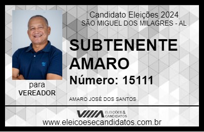 Candidato SUBTENENTE AMARO 2024 - SÃO MIGUEL DOS MILAGRES - Eleições