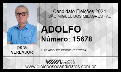 Candidato ADOLFO 2024 - SÃO MIGUEL DOS MILAGRES - Eleições