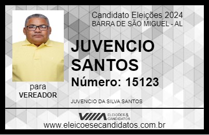 Candidato JUVENCIO SANTOS 2024 - BARRA DE SÃO MIGUEL - Eleições