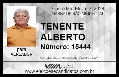 Candidato TENENTE ALBERTO 2024 - BARRA DE SÃO MIGUEL - Eleições