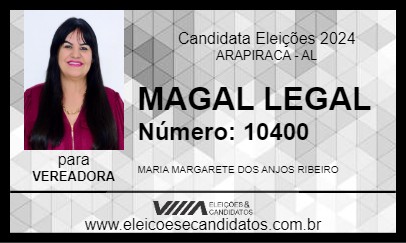 Candidato MAGAL LEGAL 2024 - ARAPIRACA - Eleições