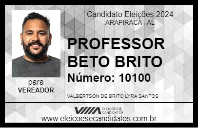 Candidato PROFESSOR BETO BRITO 2024 - ARAPIRACA - Eleições