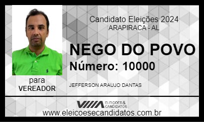 Candidato NEGO DO POVO 2024 - ARAPIRACA - Eleições