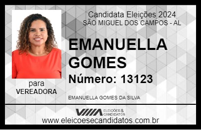 Candidato EMANUELLA GOMES 2024 - SÃO MIGUEL DOS CAMPOS - Eleições