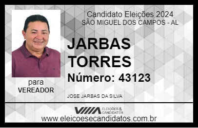 Candidato JARBAS TORRES 2024 - SÃO MIGUEL DOS CAMPOS - Eleições