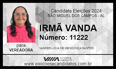 Candidato IRMÃ VANDA 2024 - SÃO MIGUEL DOS CAMPOS - Eleições