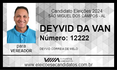 Candidato DEYVID DA VAN 2024 - SÃO MIGUEL DOS CAMPOS - Eleições