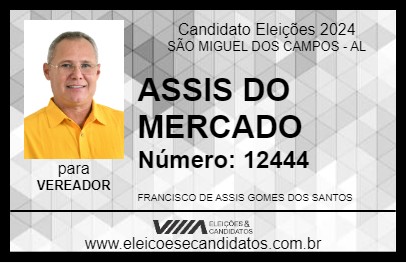 Candidato ASSIS DO MERCADO 2024 - SÃO MIGUEL DOS CAMPOS - Eleições