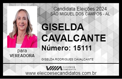 Candidato GISELDA CAVALCANTE 2024 - SÃO MIGUEL DOS CAMPOS - Eleições