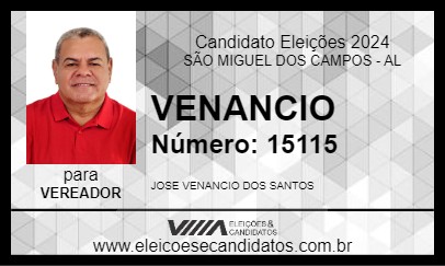 Candidato VENANCIO 2024 - SÃO MIGUEL DOS CAMPOS - Eleições