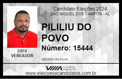 Candidato PILILIU DO POVO 2024 - SÃO MIGUEL DOS CAMPOS - Eleições