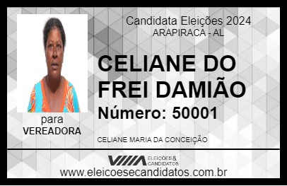 Candidato CELIANE DO FREI DAMIÃO 2024 - ARAPIRACA - Eleições