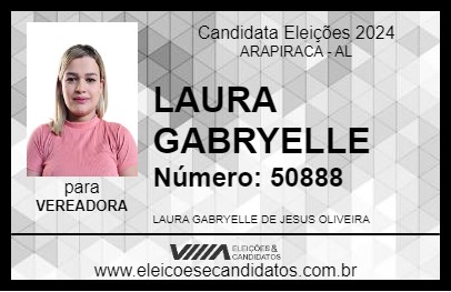 Candidato LAURA GABRYELLE 2024 - ARAPIRACA - Eleições