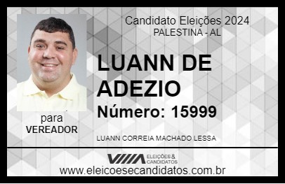 Candidato LUANN DE ADEZIO 2024 - PALESTINA - Eleições