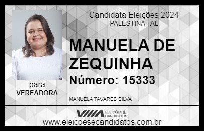 Candidato MANUELA DE ZEQUINHA 2024 - PALESTINA - Eleições