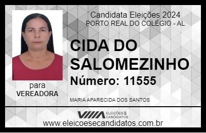 Candidato CIDA DO SALOMEZINHO 2024 - PORTO REAL DO COLÉGIO - Eleições