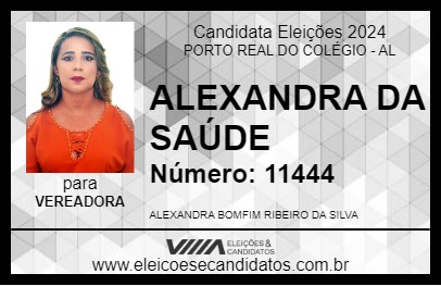 Candidato ALEXANDRA DA SAÚDE 2024 - PORTO REAL DO COLÉGIO - Eleições